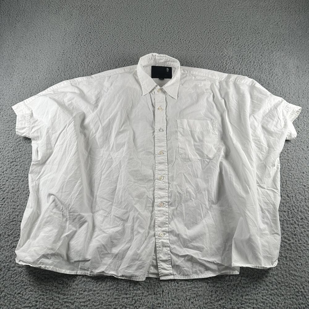 R13 Shirt Womens S White 100% Cotton Oversized Boxy Button-Up Short Sleeve